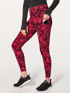 Lululemon Fast & Free 7/8 Tight II Nulux 25" CarmineTrue Red Black Sz 6